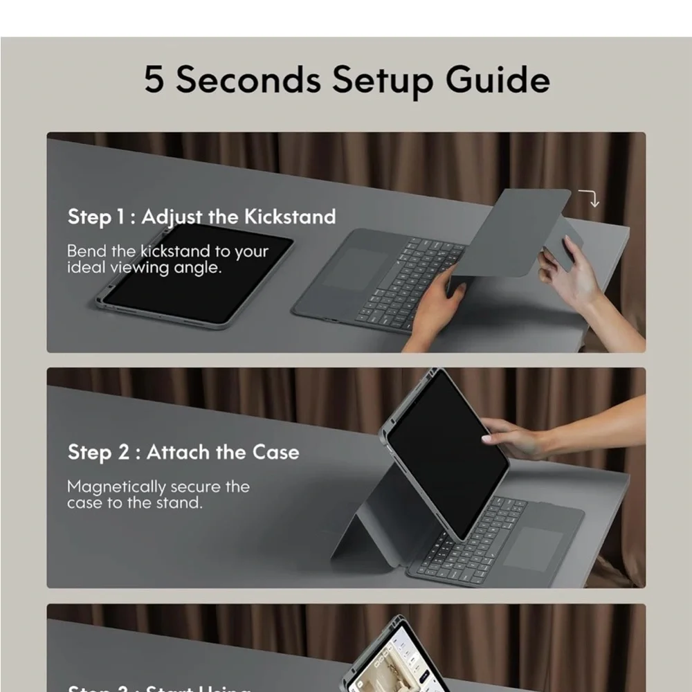 Gray Tablet Keyboard Case with Modern Design